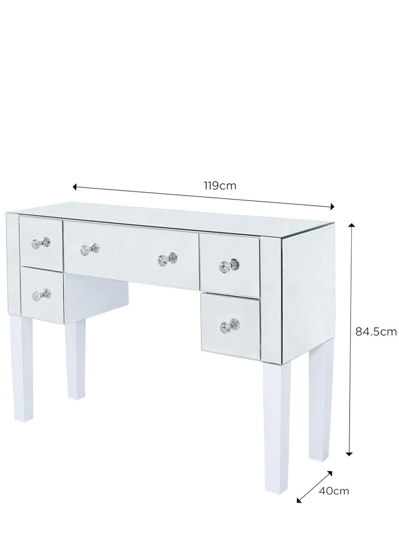 VANITY LIVING VANITY LIVING Dressing Table Set, Hollywood Mirror with 12 Dimmable LED Makeup Lights + 5 Drawers Modern Mirrored Dressing Table and Stool for Bedroom Furniture  - Image 5