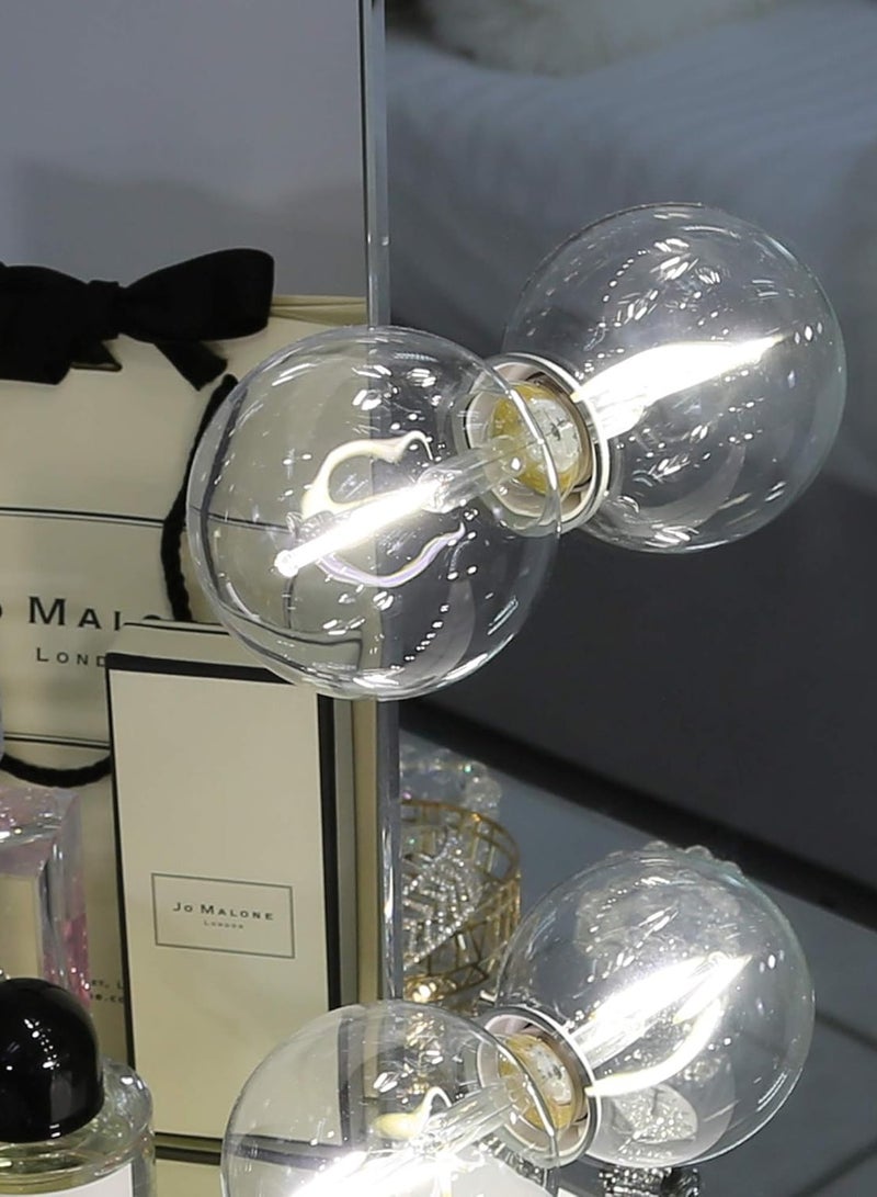 مجموعة طاولة الزينة VANITY LIVING، مرآة هوليوود مع 12 مصباح مكياج LED قابل للتعتيم + 5 أدراج منضدة الزينة الحديثة ذات المرايا ومقعد لأثاث غرفة النوم