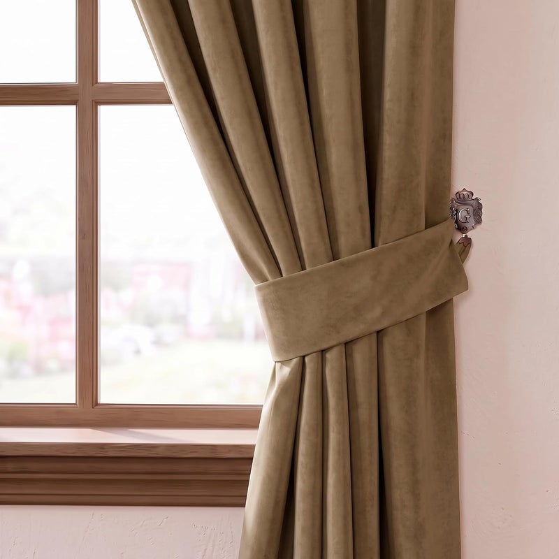Elegant Blackout Curtains, (2 Panel/Set,16 Grommets, Size (L 274 x W 132) cm) for Living Room and Bedroom Shiny Polyester Fabric