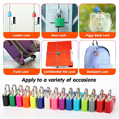 Photect Suitcase Locks with Keys Metal Padlocks Multicolor Small Luggage Keyed Padlock for School Gym Classroom Home Schoolbag Backpack Matching Game Trave(Bright Colors,15 Pcs) - Image 5