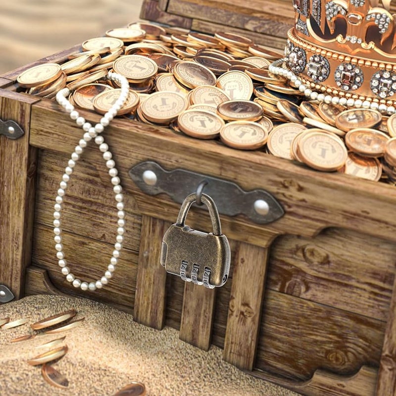 Vintage Metal Combination Padlock 4 Pack Mini Antique Lock For Jewelry Box Storage - Image 3