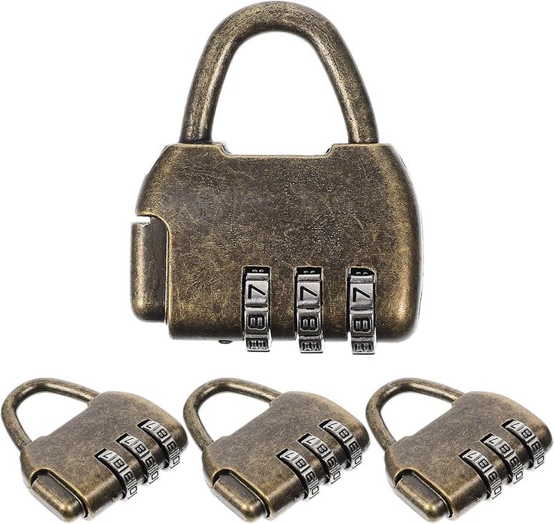 Vintage Metal Combination Padlock 4 Pack Mini Antique Lock For Jewelry Box Storage - Image 2