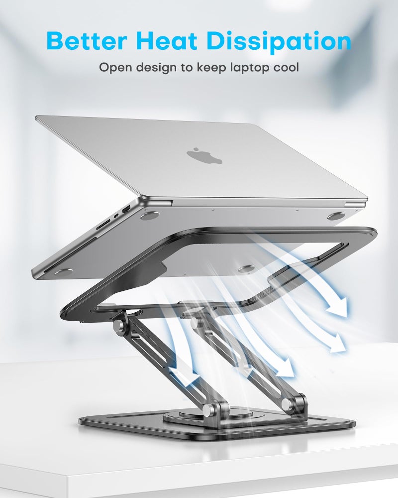 LOXP Adjustable Laptop Stand, Computer Stand with 360 Rotating Base, Ergonomic Laptop Riser Mount for Desk Foldable Protable Computer Desk Fits with MacBook Pro Air (10-16") - Black - Image 5