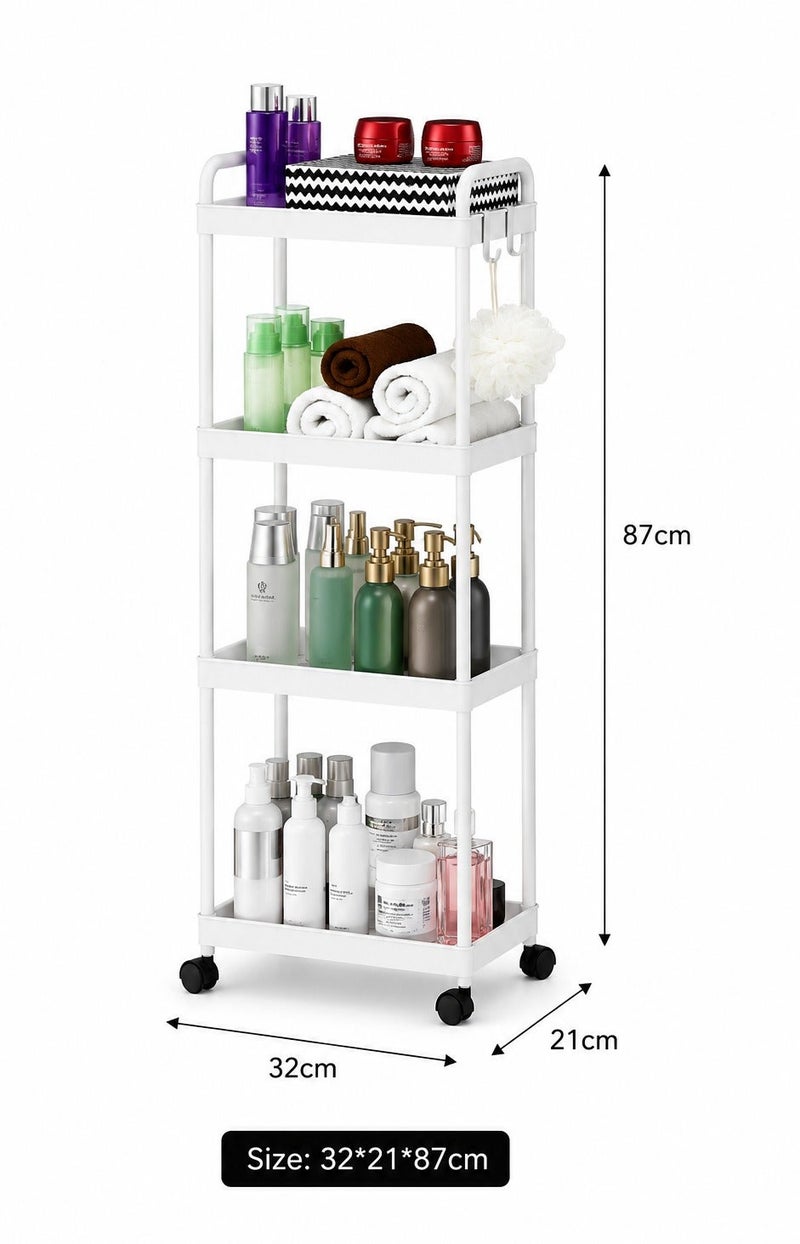 O2. Turbo Organizer 4 Tier Shelves for Kitchen and Bathroom, Plastic White,Tower Vertical Shel - Image 2