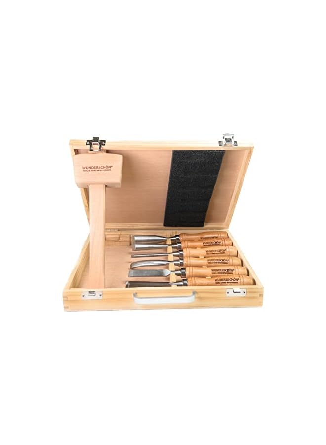 vesus | Japanese Style Chisel Set Made Of High Carbon Steel Wood Carving Hand Tools With Wooden Tool Box (W-X6C1H) - Image 3