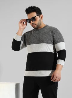 Instafab Plus Men's Grey Colourblocked Regular Fit  Casual T-Shirt  - Image 1