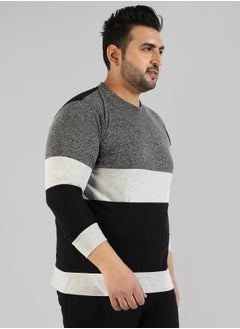 Instafab Plus Men's Grey Colourblocked Regular Fit  Casual T-Shirt  - Image 3
