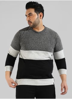 Instafab Plus Men's Grey Colourblocked Regular Fit  Casual T-Shirt  - Image 2