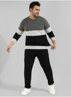 Instafab Plus Men's Grey Colourblocked Regular Fit  Casual T-Shirt  - Image 5