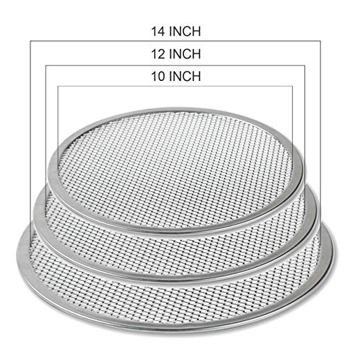 KWOLYKIM Pizza Screen, 3PCS Aluminum Alloy Seamless Pizza Screen Non Stick Mesh Net Baking Tray Cookware Kitchen Tool For Oven, BBQ 10 inch and 12 inch,14 inch - Image 2