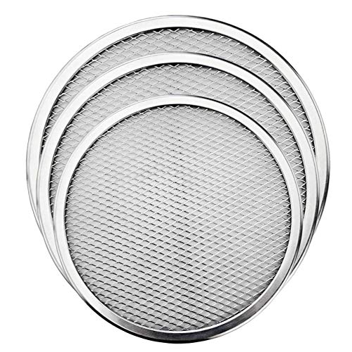 KWOLYKIM Pizza Screen, 3PCS Aluminum Alloy Seamless Pizza Screen Non Stick Mesh Net Baking Tray Cookware Kitchen Tool For Oven, BBQ 10 inch and 12 inch,14 inch - Image 1