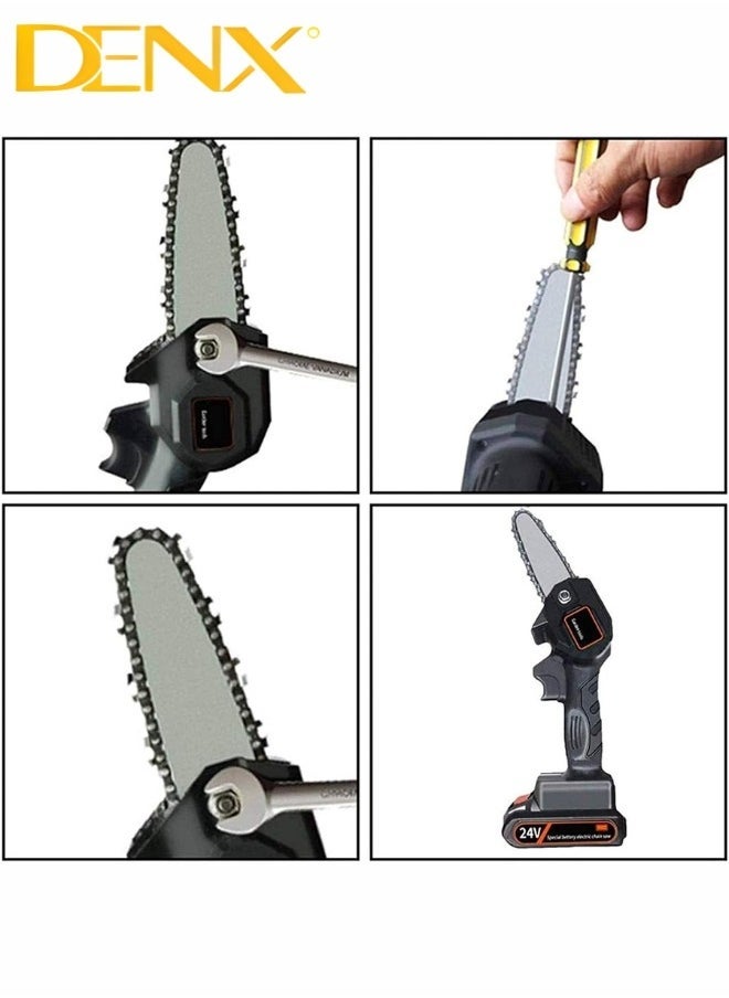 Denx Portable Chainsaw, Rechargeable Lithium Battery, One Hand Use, Cordless Electric Saw For Wood Cutting, Lithium Battery Capacity 3C 1300 | 2400 R /Min | 500 Watts - Image 4