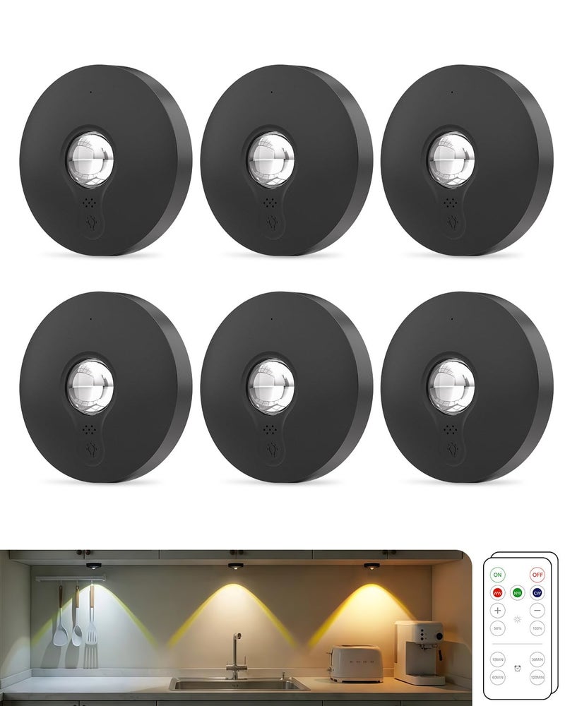 Aokpsrt Rechargeable Puck Lights 6Pcs with Remote 1500mAh Battery Dimmer Timer Wireless Led Stick on Lights for Bedroom Kitchen - Image 2