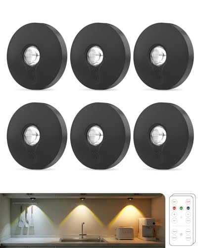 Aokpsrt Rechargeable Puck Lights 6Pcs with Remote 1500mAh Battery Dimmer Timer Wireless Led Stick on Lights for Bedroom Kitchen - Image 1