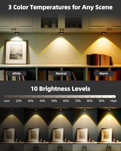 Aokpsrt Rechargeable Puck Lights 6Pcs with Remote 1500mAh Battery Dimmer Timer Wireless Led Stick on Lights for Bedroom Kitchen - Image 3