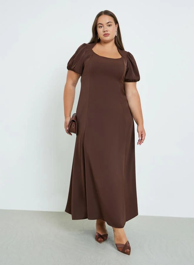 Styli Plus Size Square Neck Maxi Dress