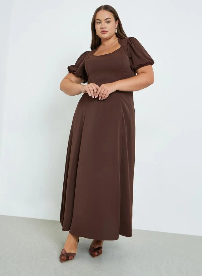Styli Styli Plus Size Square Neck Maxi Dress