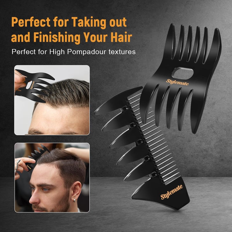 Stylemate Men's Hair Styling Combs and Brush Set - Roller Brush for Adding Volume, Pompadour, Slicked-back, Fauxhawk, Undercut Styling Combs - Image 5