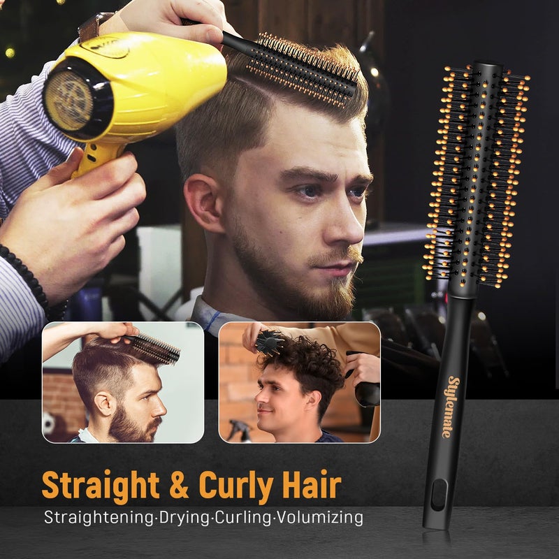 Stylemate Men's Hair Styling Combs and Brush Set - Roller Brush for Adding Volume, Pompadour, Slicked-back, Fauxhawk, Undercut Styling Combs - Image 2
