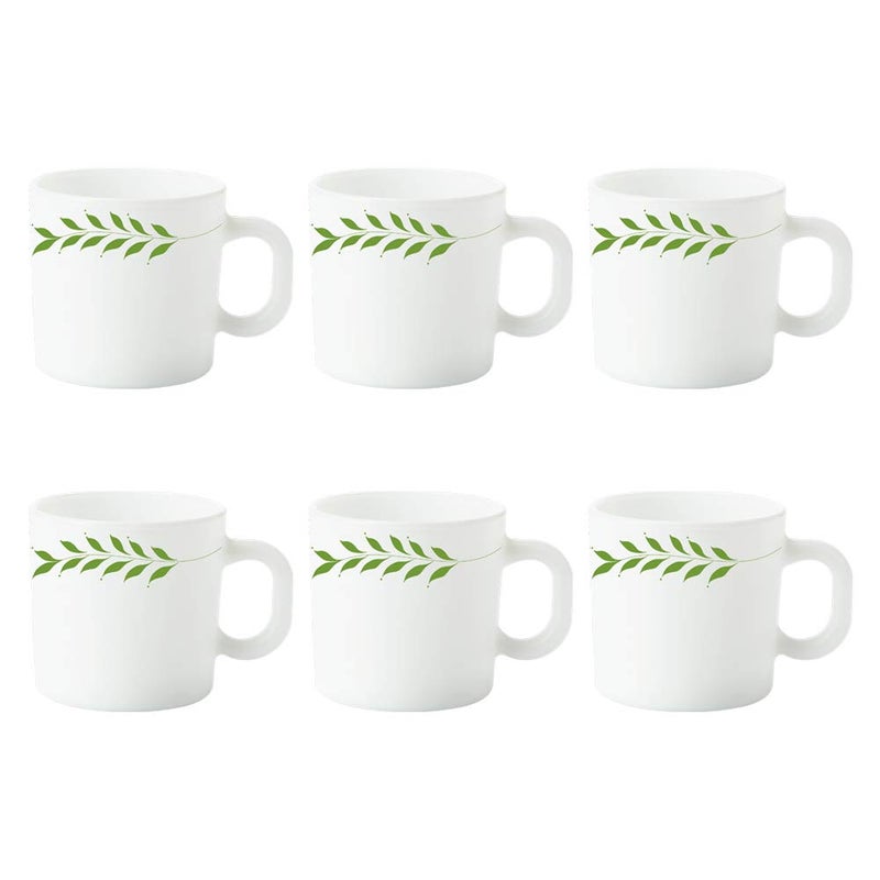 Larah by BOROSIL Botanica Opalware Mug Set (White) - 6-Pieces - Image 1