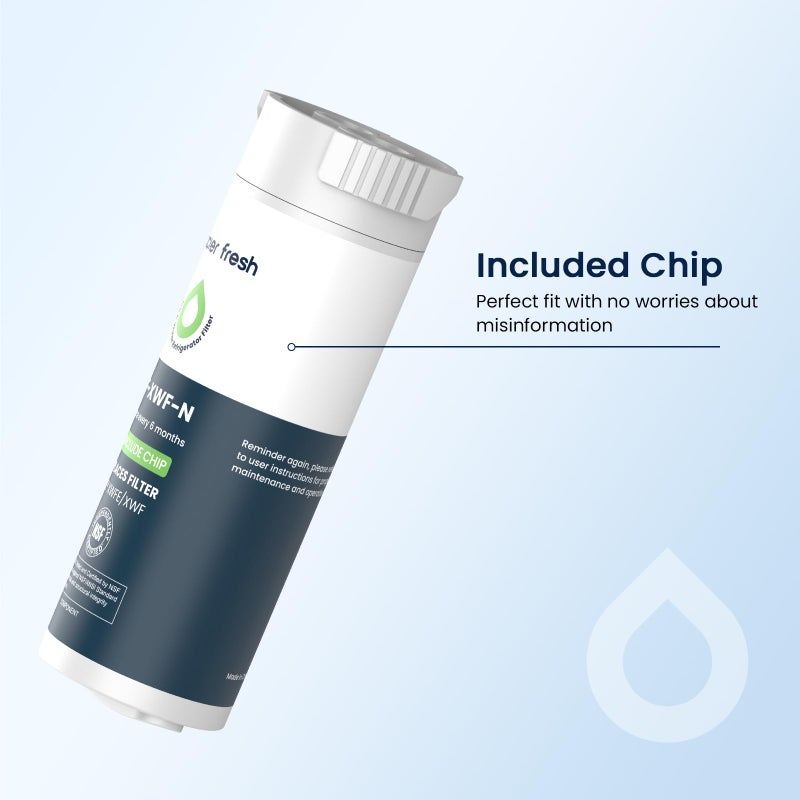 GLACIER FRESH فلتر مياه GLACIER FRESH متوافق مع XWFE (شريحة مدمجة)، بديل لـ GE XWFE، فلتر مياه ثلاجة XWF شهادة NSF/ANSI 42 عبوة من 1 - Image 2