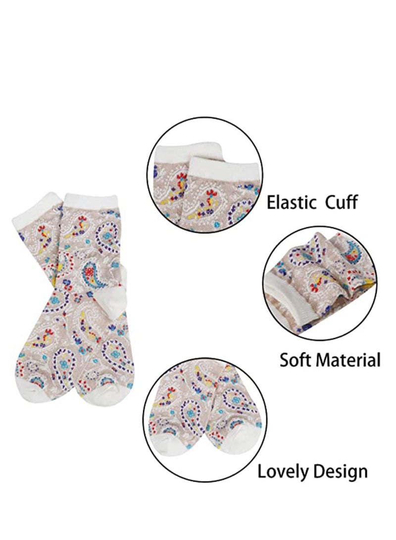 KASTWAVE Women's Funny Socks Vintage Cotton Crew Patterned Socks Novelty Fun Socks for Women Wool Socks Thick Knit Vintage Winter Warm Cozy Crew Socks Gifts 6 Pairs - Image 3