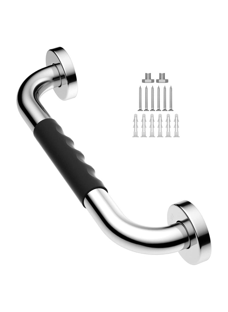 12 Inch Anti-Slip Shower Grab Bars w/Rubber Grip - 1" Diameter, Chrome SUS304 Stainless Steel Bathroom Grab Bar Handle, Safety Balance Handrail for Wall, Handicap Elderly Assist Bath Handle - Image 1