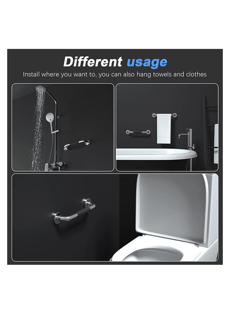 12 Inch Anti-Slip Shower Grab Bars w/Rubber Grip - 1" Diameter, Chrome SUS304 Stainless Steel Bathroom Grab Bar Handle, Safety Balance Handrail for Wall, Handicap Elderly Assist Bath Handle - Image 5