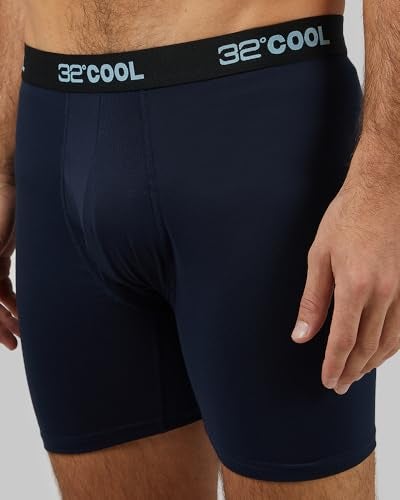 32 Degrees COOL Mens 4-PACK Quick Dry Performance Boxer Brief With Comfort Elastic Waistband, 2 Black/2 Navy, Large - Image 3