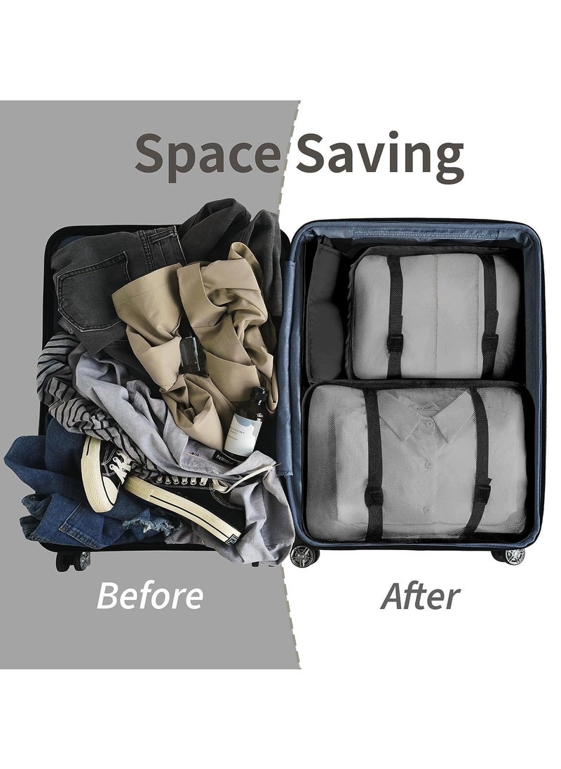 Swift - 8 Set Packing Cubes for Suitcases, Travel Luggage Packing Organizers with Laundry Bag, Compression Storage Shoe Bag, Clothing Underwear Bag, for Man and Women, Black - Image 1