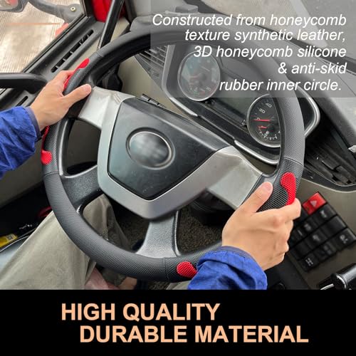 PINCTROT XL Size 17.5-18 Inch Comfy Grip Steering Wheel Cover for Semi Truck, Fits RV, Big Rig Trucker, 18 Wheeler and Classic Cars, Anti-Slip Design 17.5-18 Inch(Silicone Red) - Image 3