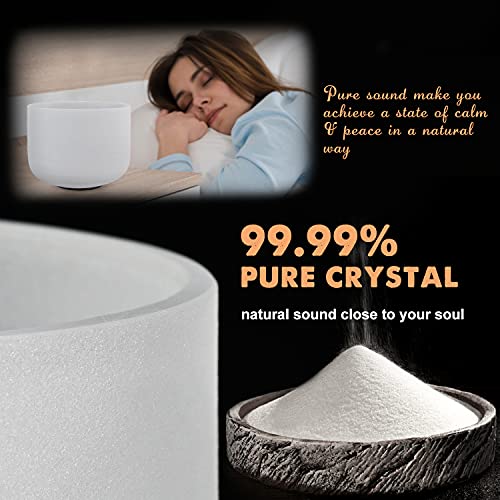 CVNC 432HZ Sound Healing 8''-12'' Set of 3 Crystal Singing Bowls, Frosted Chakra Quartz Crystal Sound Bowl Set 8'' B Crown, 10'' E Solar Plexus, 12'' C Root with Carry Bags - Image 2