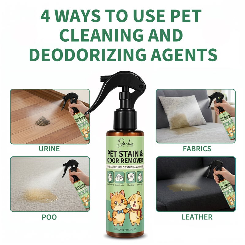 Danliss Pet Stain & Odor Remover, Universal for Cats and Dogs,    120ml - Image 2