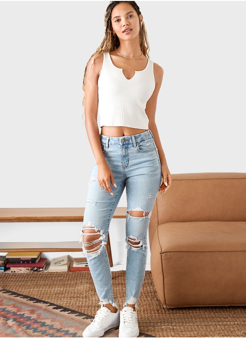 American Eagle - High Waist Ripped Jeggings - Image 1