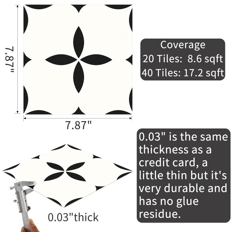 MORCART Peel and Stick Floor Tile Star Waterproof Vinyl Flooring DIY Flooring for Bathroom, Kitchen, Fireplace, Pet House, Stairs, Bedrooms, Wall, Store(20PCS,7.87" x 7.87",White) - Image 2
