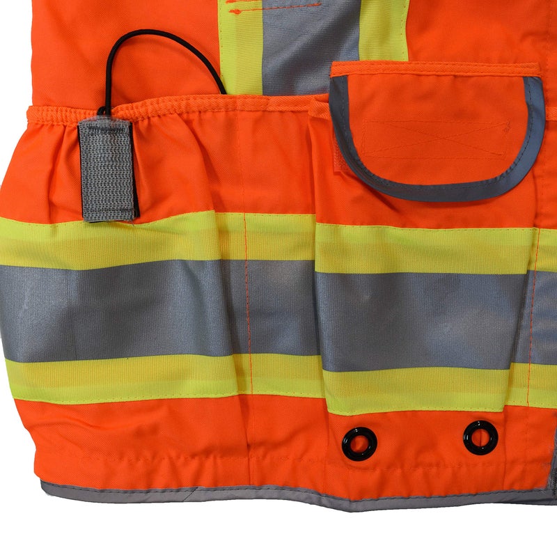 Radians SV55 Class 2 Heavy Woven Two Tone Engineer Vest with Padded Neck to Support Extra Weight in Cargo Pockets, Orange, X-Large - Image 5