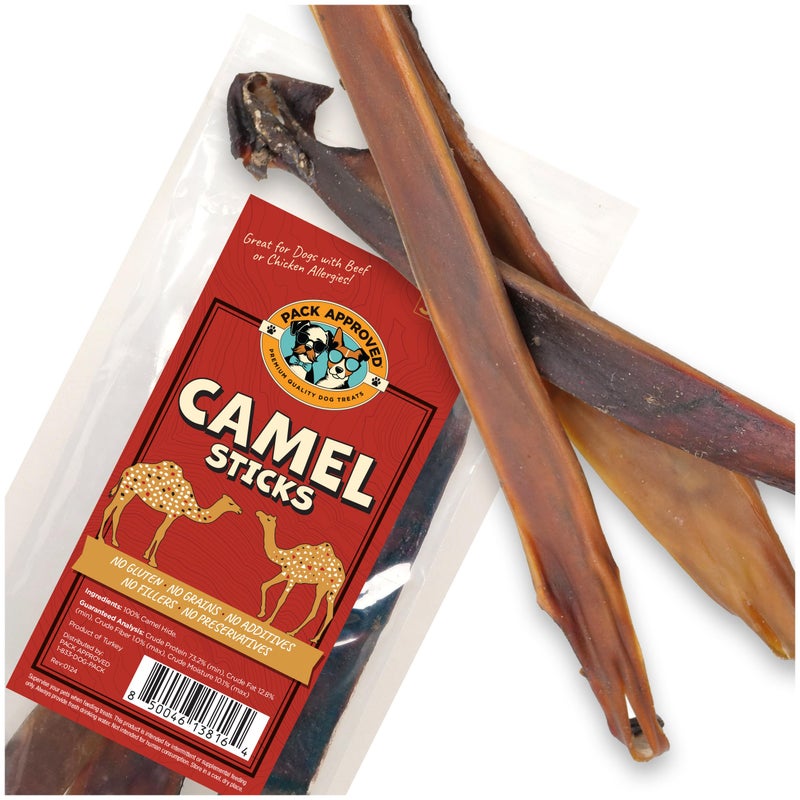 Pack Approved Camel Skin Dog Chews for Aggressive Chewers - Hypoallergenic Natural Collagen Sticks for Dental Health & Protein Boost - Long Lasting Treats for Large Dogs - Image 1