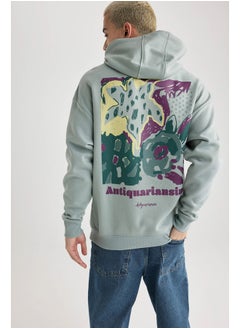 Man Oversize Fit Hooded Long Sleeve Knitted Sweat Shirt