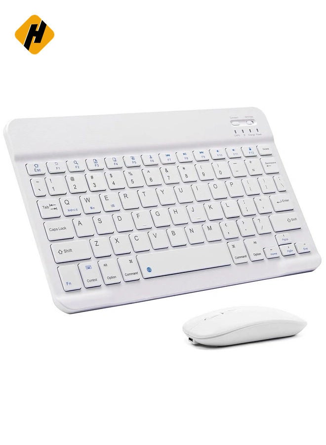 لوحة المفاتيح اللاسلكية | الماوس ، لوحة مفاتيح قابلة لإعادة الشحن اللاسلكية بلوتوث مع كابل الشحن ، لوحة مفاتيح رقيقة للغاية لجهاز الكمبيوتر الذكي iPad ، متوافق مع Android/iOS/Windows/Mac System-Blue