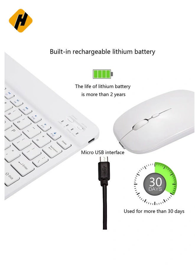 لوحة المفاتيح اللاسلكية | الماوس ، لوحة مفاتيح قابلة لإعادة الشحن اللاسلكية بلوتوث مع كابل الشحن ، لوحة مفاتيح رقيقة للغاية لجهاز الكمبيوتر الذكي iPad ، متوافق مع Android/iOS/Windows/Mac System-Blue