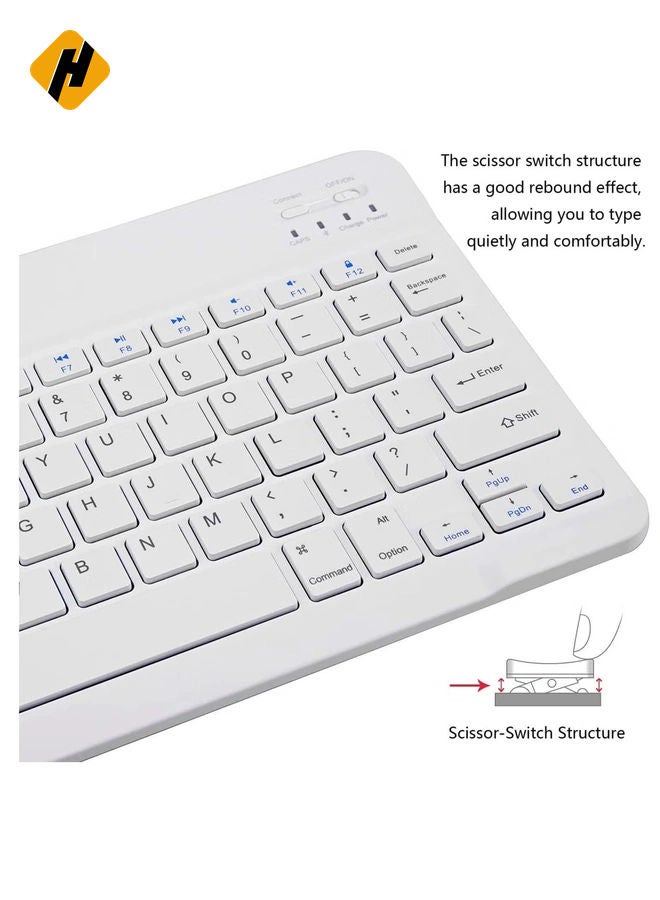 لوحة المفاتيح اللاسلكية | الماوس ، لوحة مفاتيح قابلة لإعادة الشحن اللاسلكية بلوتوث مع كابل الشحن ، لوحة مفاتيح رقيقة للغاية لجهاز الكمبيوتر الذكي iPad ، متوافق مع Android/iOS/Windows/Mac System-Blue