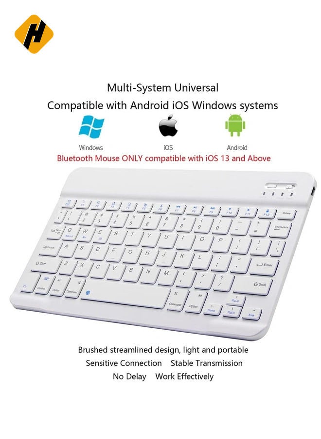 لوحة المفاتيح اللاسلكية | الماوس ، لوحة مفاتيح قابلة لإعادة الشحن اللاسلكية بلوتوث مع كابل الشحن ، لوحة مفاتيح رقيقة للغاية لجهاز الكمبيوتر الذكي iPad ، متوافق مع Android/iOS/Windows/Mac System-Blue