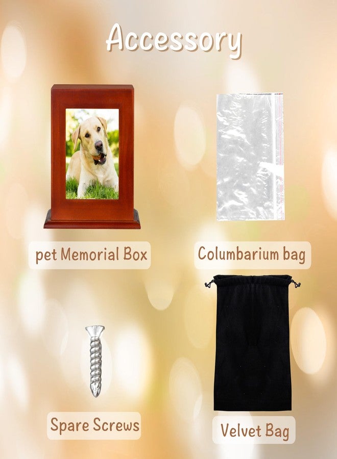 DiDiBirDi Pet Urn for Ashes with Photo Frame, Brown Wooden Dog Memorial Box with Velvet Storage Bag and Photo Frame (60lbs) - Image 4