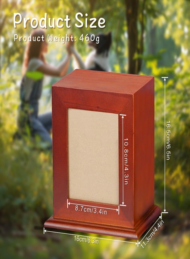 DiDiBirDi Pet Urn for Ashes with Photo Frame, Brown Wooden Dog Memorial Box with Velvet Storage Bag and Photo Frame (60lbs) - Image 2