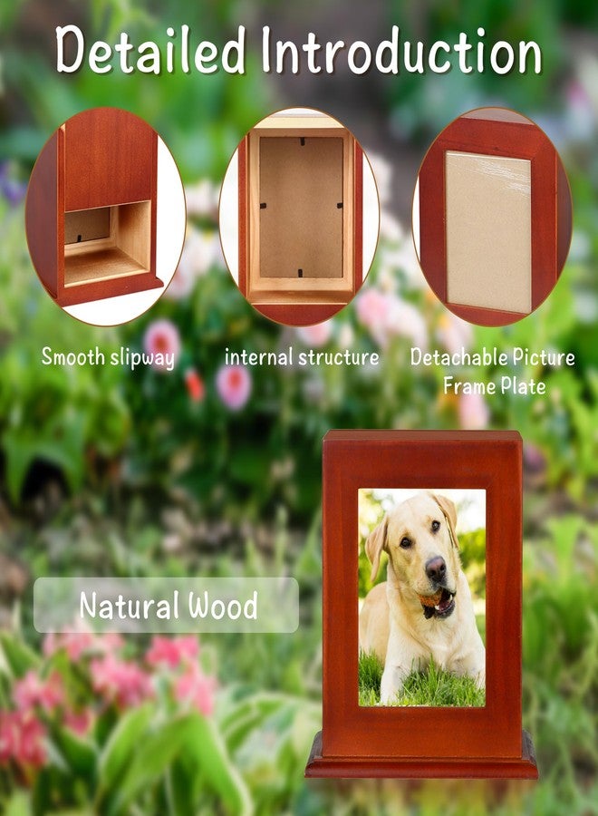 DiDiBirDi Pet Urn for Ashes with Photo Frame, Brown Wooden Dog Memorial Box with Velvet Storage Bag and Photo Frame (60lbs) - Image 3