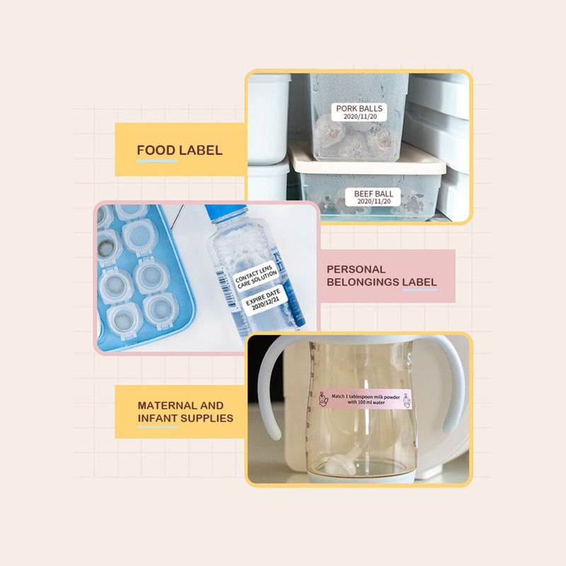 AIMO D30S Label Maker Machine Mini Pocket Thermal Label Printer All in One BT Connect Smart Recognize Adhesive Tag DIY Date Journal Study Sticker Labeling Machine with 5pcs Thermal Label Rolls - Image 4