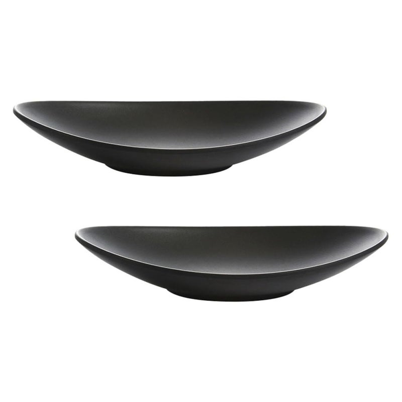 Frosted Black Sushi Plate Ingot Shape 2 Piece Set Japanese Appetizer Dish - Image 2