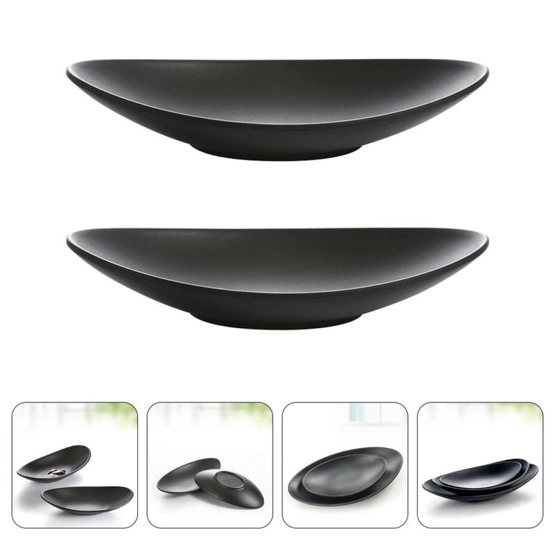 Frosted Black Sushi Plate Ingot Shape 2 Piece Set Japanese Appetizer Dish - Image 5