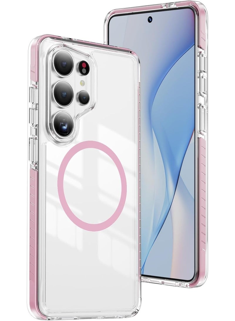 Magnetic Clear Case for Samsung Galaxy S26 Ultra 6.9-Inch,[Fit for Magsafe][Military Grade Drop Protection] Transparent Slim Fit Non-yellowing Shockproof Protective Phone Cover,Pink - Image 1