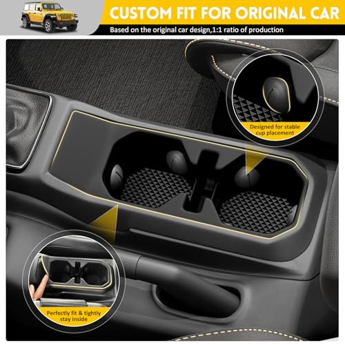 JTYZSM Cup Holder Coaster for 2018-2025 Jeep Wrangler JL JLU 4XE/Gladiator JT Cup Holder Insert Mat Pad, Non-Slip Liner for 18-25 Wrangler JL JLU 4XE Interior Accessories - Image 4
